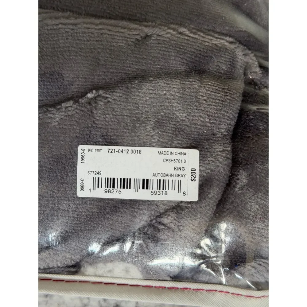 NEW! North Pole Solid Faux Mink To Faux Sherpa Reversible Comforter King Gray